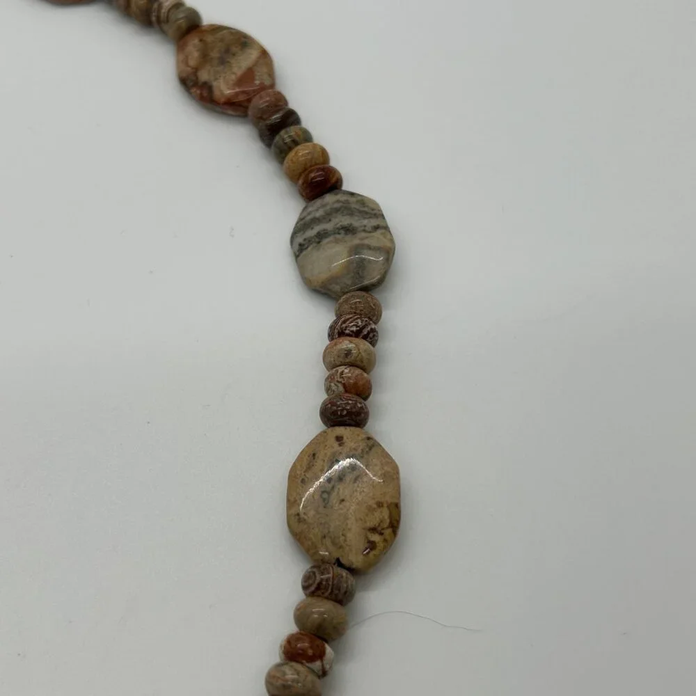 Handcrafted Jasper Necklace Multi-Color Beaded Earth Tone Artisan Stone 20" - Picture 10 of 13